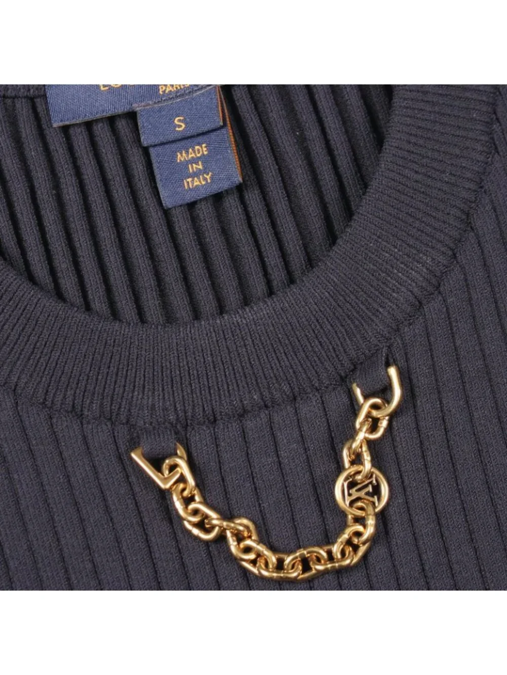 Louis Vuitton Knit Rib Chain Short Sleeve Yb9 Rayon Rib Sweater